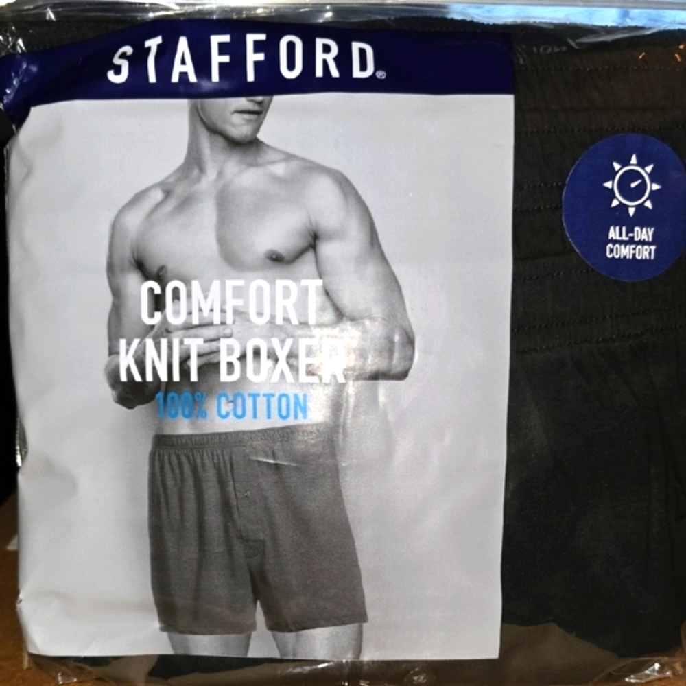 Stafford All-Day Comfort Black Knit Boxer 4-PACK